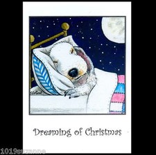 Bedlington Terrier dog art painting Christmas cards 6 pack by Suzanne Le Good
