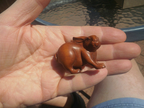 Hand carved wood netsuke - carved,