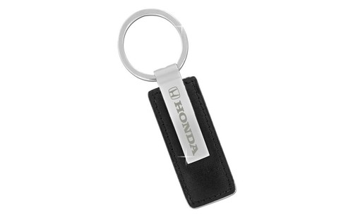 Honda black leather keychain - leather,