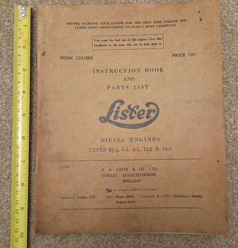 Lister instruction book - lister, for