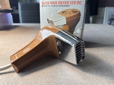 Vintage 1970s 12v Car Travel Mini Hair Dryer Camper Brown/Chrome Prop Travel 