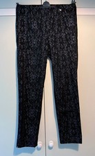 ROBELL UK 14 Marie Stretch Trousers. Black with Silver Sparkle. Full Length.