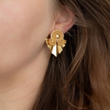 Beige Soutache Earrings with