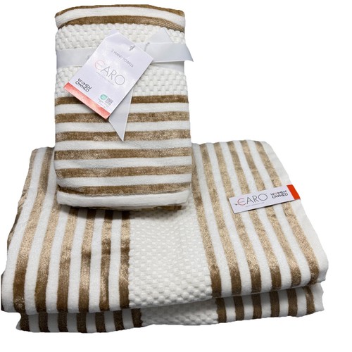 4pc caro gold stripes bath - gold, 2