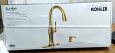 KOHLER Sundae Pull Down Sprayer Kitchen Faucet in Vibrant Brushed Moderne Brass