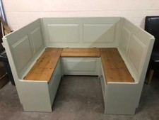 PAINTED U-SHAPE MONKS BENCH F&B FRENCH GRAY SETTLE SEAT STORAGE HAND MADE (PRO)
