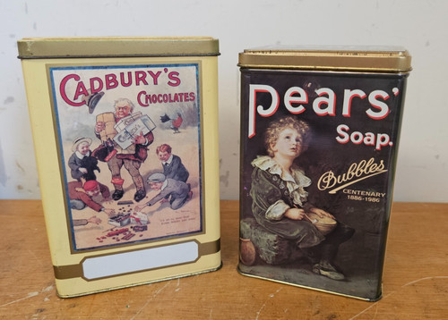 Vintage metal pears soap tin - metal,