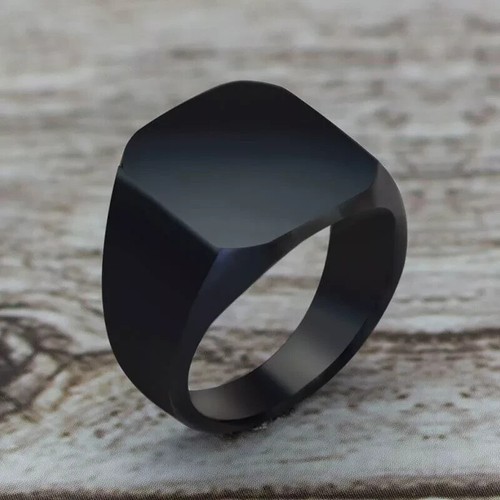 Stainless steel black signet - stainless,
