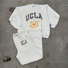 Vintage UCLA Bruins College Sweatpants & Sweatshirt Track Suit Set White XL