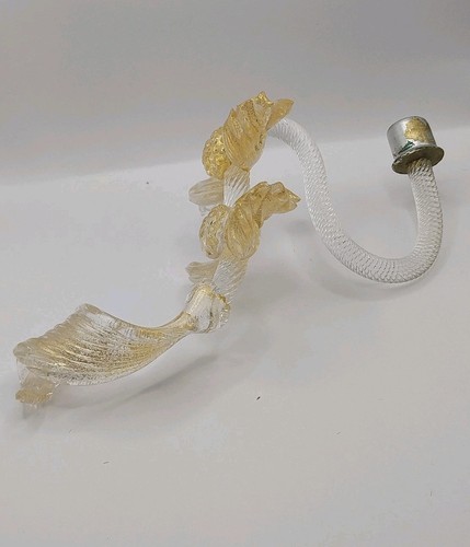 Murano gold glass leaf stem