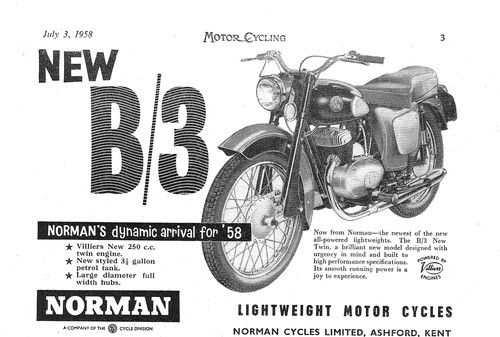 1958 advert norman 250cc - norman, 'b/3'.250cc