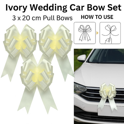 Ivory wedding car bow - car, set