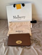 Mulberry Bayswater oak tan leather chain clutch crossover  bag gold