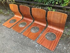 TENDO MOKKO Zaisu Japanese Modern Wood Chair Set of 4 Bentwood Tatami Floor Seat