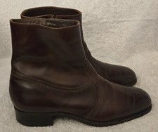 VINTAGE FLORSHEIM MEN'S BROWN LEATHER BEATLE ZIP ANKLE BOOTS - SIZE 10 D