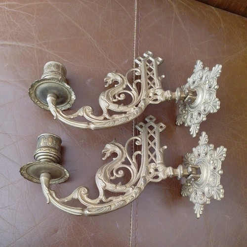 Pair vintage brass dragon - brass,