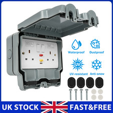Outdoor Socket Weatherproof Storm Double Switched Rcd Socket 13 Amp 2 Gang Ip66