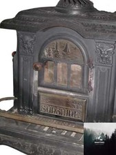 Rare Victorian Antique Parlor Wood Burning Stove - Cast Iron & Nickel