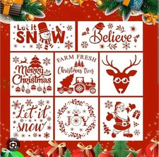 8 pcs Reusable Christmas Stencils