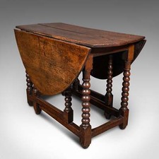 Antique Gate Leg Table, English, Oak, Oval, Extending, Provincial, William III