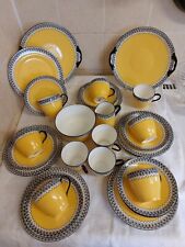  ANTIQUE ROYAL DOULTON BLACK/YELLOW TEA SET PLUS EXTRAS C1902
