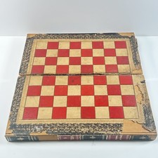 Antique Vintage Wooden Folding Backgammon Chess Board Book Box for Restoration