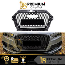 Audi RS3 Style A3 S3 8V Front Main Grille Gloss Black Honeycomb Mesh Grill 13-16