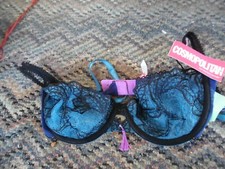 Cosmopolitan blue & black lace  bra size 34B 