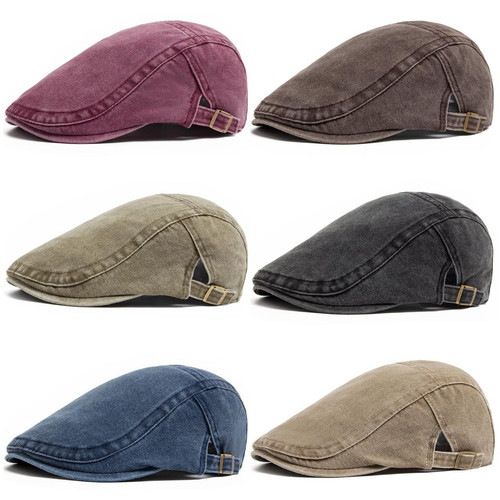 Men flat cap washed newsboy - men,