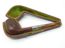 ANTIQUE CASED EDWARDIAN  M.B.L SILVER MOUNTED AMBER BRIAR SMOKING PIPE 1902
