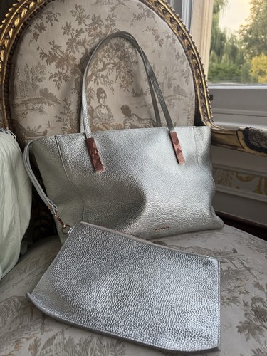 Large silver leather - silver, bag