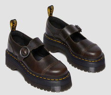 DR MARTENS ADDINA MARY JANE SHOE UK SIZE 7 EUR 41 US 9 BROWN DOC BUCKLE 32018302