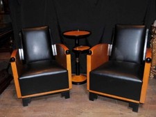 Pair Art Deco Club Chairs Arm