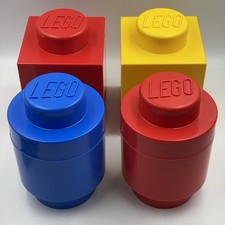 4 x LEGO Storage Boxes • Square & Round 1x1 Brick • 1 Stud • Stackable • VGC