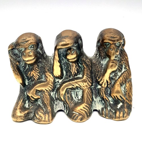 Vintage brass wise monkeys - 3,