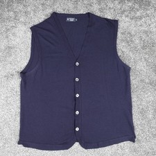 Hackett Waistcoat Vest 100% Wool Navy Blue Sleeveless Jumper Size XL Men's