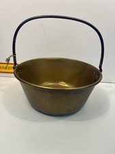 Vintage Large Brass Cauldron Pot with Iron Swing Handle – 28cm – Rustic Decor