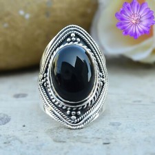 Black Onyx Gemstone 925 Sterling Silver Ring Handmade Jewelry Ring For Gift