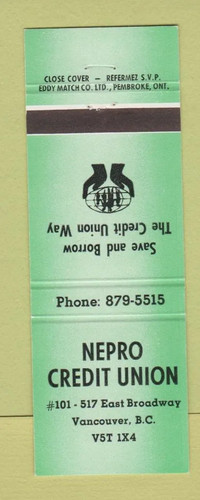 Matchbook cover nepro - -,