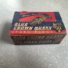NOS Vintage Box of 10 Blue Crown Husky Spark Plugs T6 10mm Great Condition