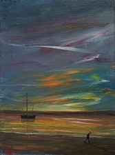 SCOTT WALKER New Original Coastal Landscape Oil Painting Art - Sunset