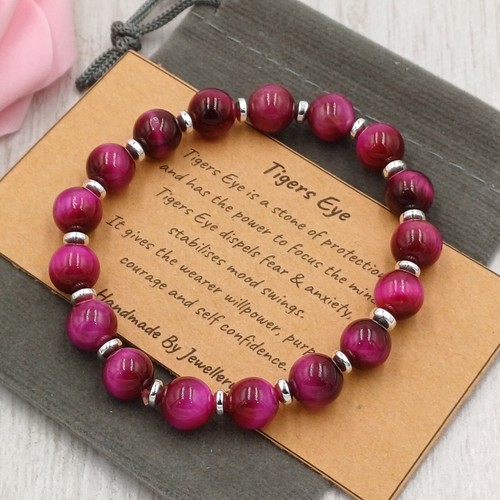 Magenta tigers eye bracelet - eye,