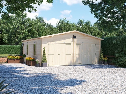Wooden double garage - garage, cabin