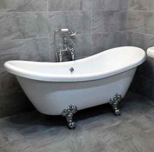 Double Ended Freestanding Slipper Bath Roll Top Traditional Style Ball + Claw