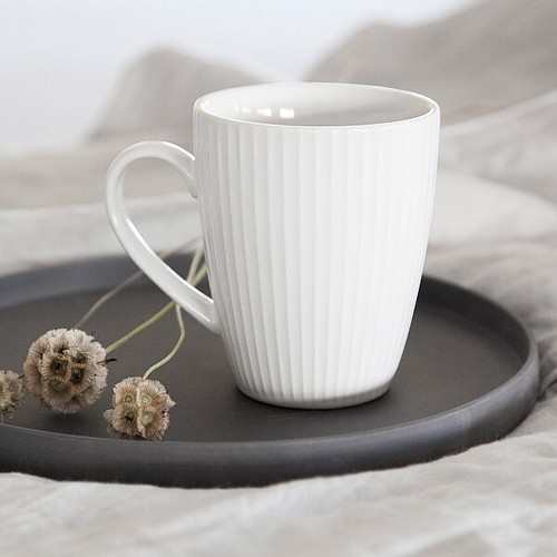 White ribbed ceramic - white,