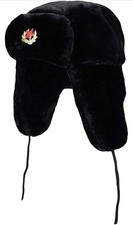 Faux Fur Russian Trapper Hat Ushanka Fleece Removable Soviet Badge Warm Winter