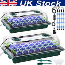 2X 40 Holes Seed Trays with Grow Light Full Spectrum Plants Propagator Trays
