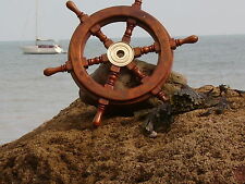 Ships wheel 46CM Wooden & Brass maritime Nice Size Pirate Very Nice Gift 18" Art