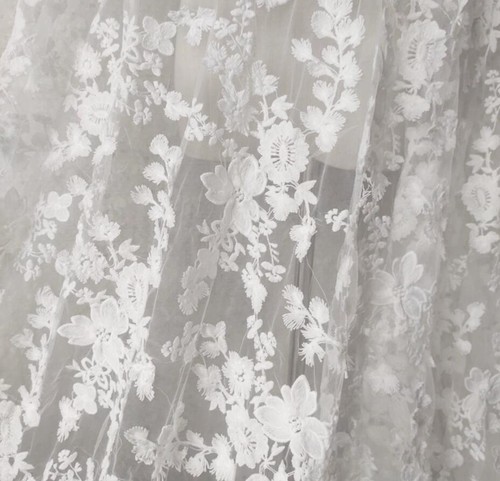 Premium white floral - white, lace