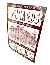 Antique Advertising - Early 1940s Pictorial Lennards Boots & Shoes Enamel Sign